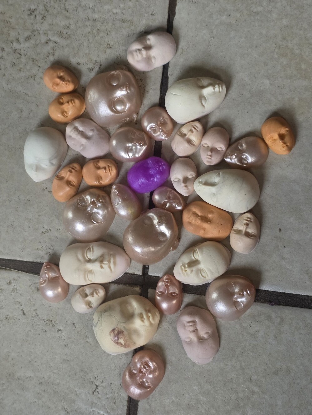 Lot Of 33 Resin & Polymer Clay Doll Faces For Doll Making & Arts & Crafts